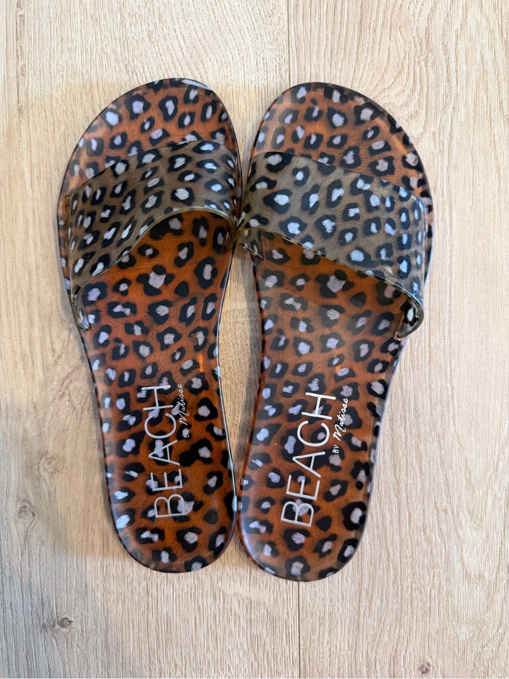 BEACH by Matisse Leopard Print Slide Sandals - Brown/Black size US 6 EUR 37